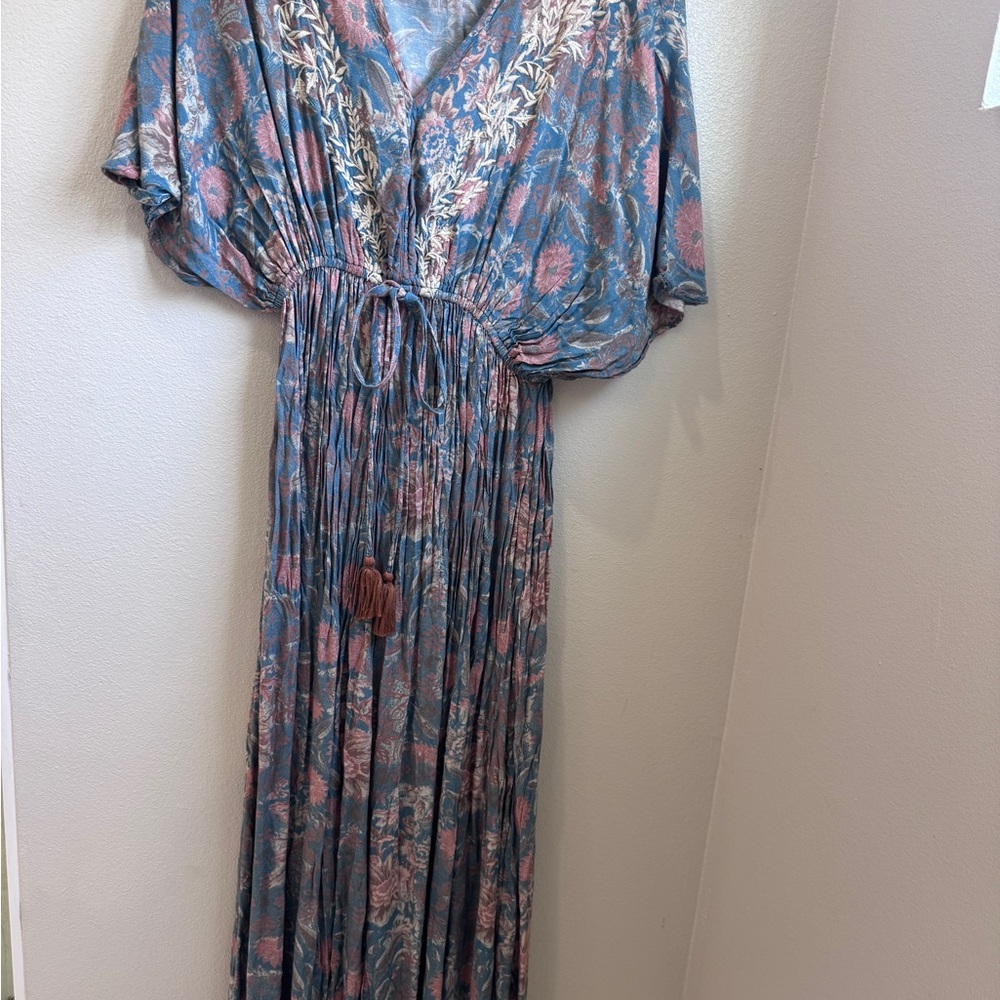 Cost Plus World Market Blue and Pink Floral Maxi Dress